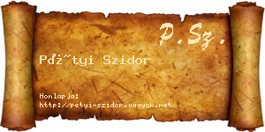 Pétyi Szidor névjegykártya